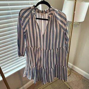 Blue and White Striped Women's Dress